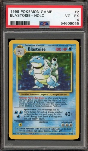 Pokemon Blastoise Base Set Unlimited Holo Rare #2 PSA 4
