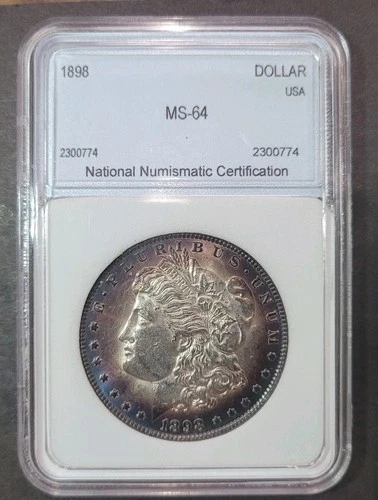 1898 Morgan Silver Dollar Stunner END ROLL Monster Toning Brillant Uncirculated!