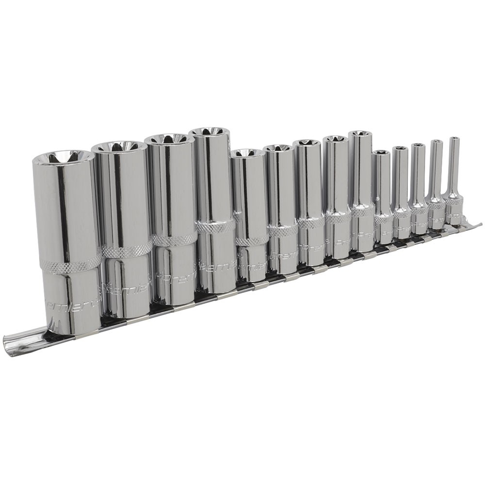 Sealey TRX-Star* Socket Set 14pc Deep 1/4"", 3/8"" & 1/2""Sq Drive E4-E24