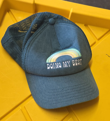 Mighty Fine Blue Trucker Hat Mesh Back Adjustable One Size Doing My Best Patch