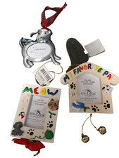 NEW LOT 3 DOG  CAT PET ORNAMENTS Christmas PICTURE FRAMES Great Gift 