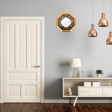 Chinese Traditional Convex Bagua Mirror Wooden Feng Shui Wall Decor 20.5 cm