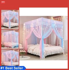 Rainbow Canopy Bed Curtains with Lights - Princess Bed Canopy for Girls - Bed...
