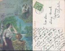 Couple with romantic message Saxony 1912 postmark Romance Sentimental