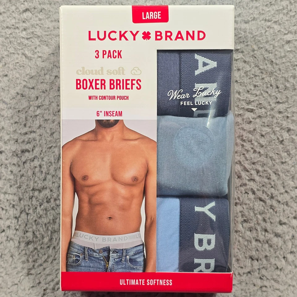 Calzoncillos boxer Lucky Brand para hombre grandes 36-38 azules paquete de 3 ropa interior suave elástica nuevos con etiquetas Foto 2 de 4