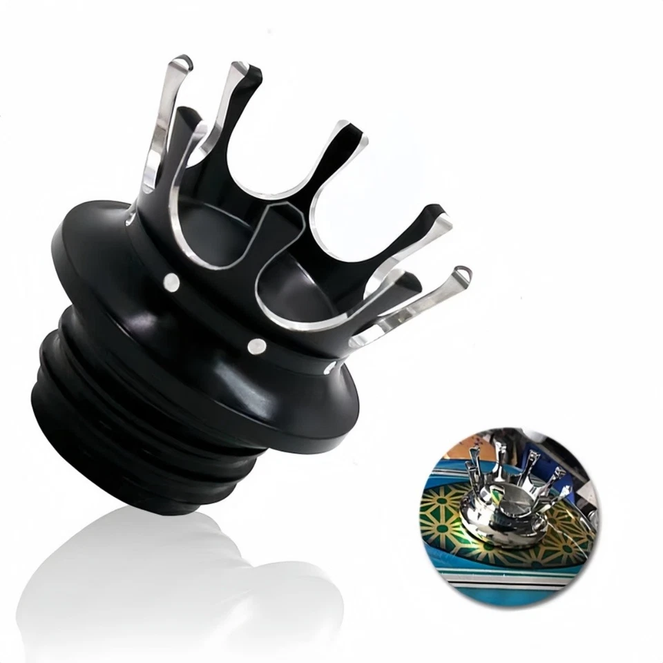For Harley Davidson Dyna Softail Touring 1996-2018 Black Crown Gas Fuel Tank Cap Foto 3 de 4