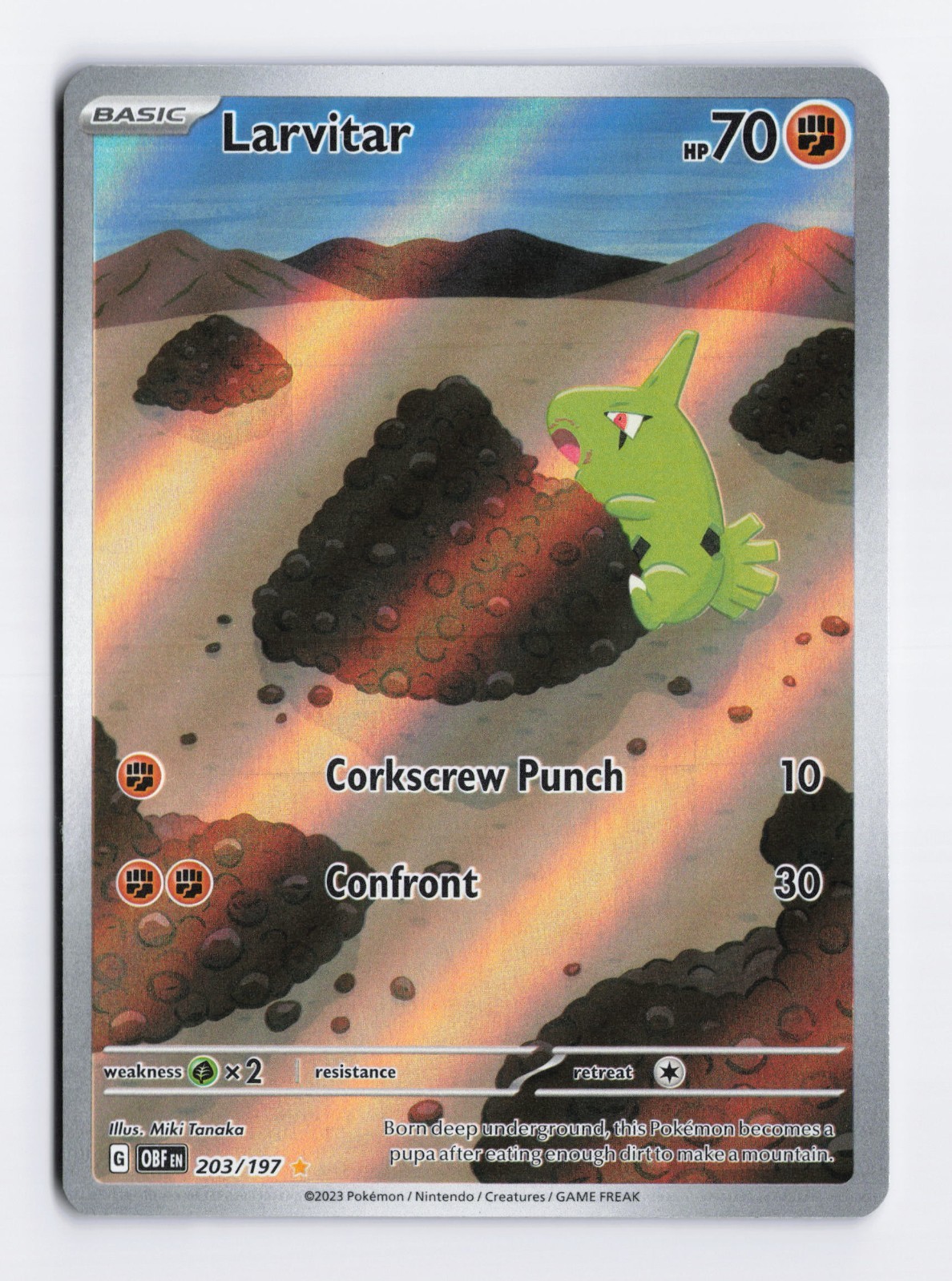 Larvitar 203/197 Illustration Rare - Pokemon TCG OBF Obsidian Flames English NM