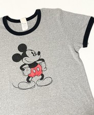 Vintage 70s Mickey Mouse Disney Ringer T Shirt XXL Gray Ring Collar Classic