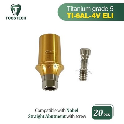20pcs Titanium straight abutment Ti cemented abutment fits Nobel Biocare RP NP