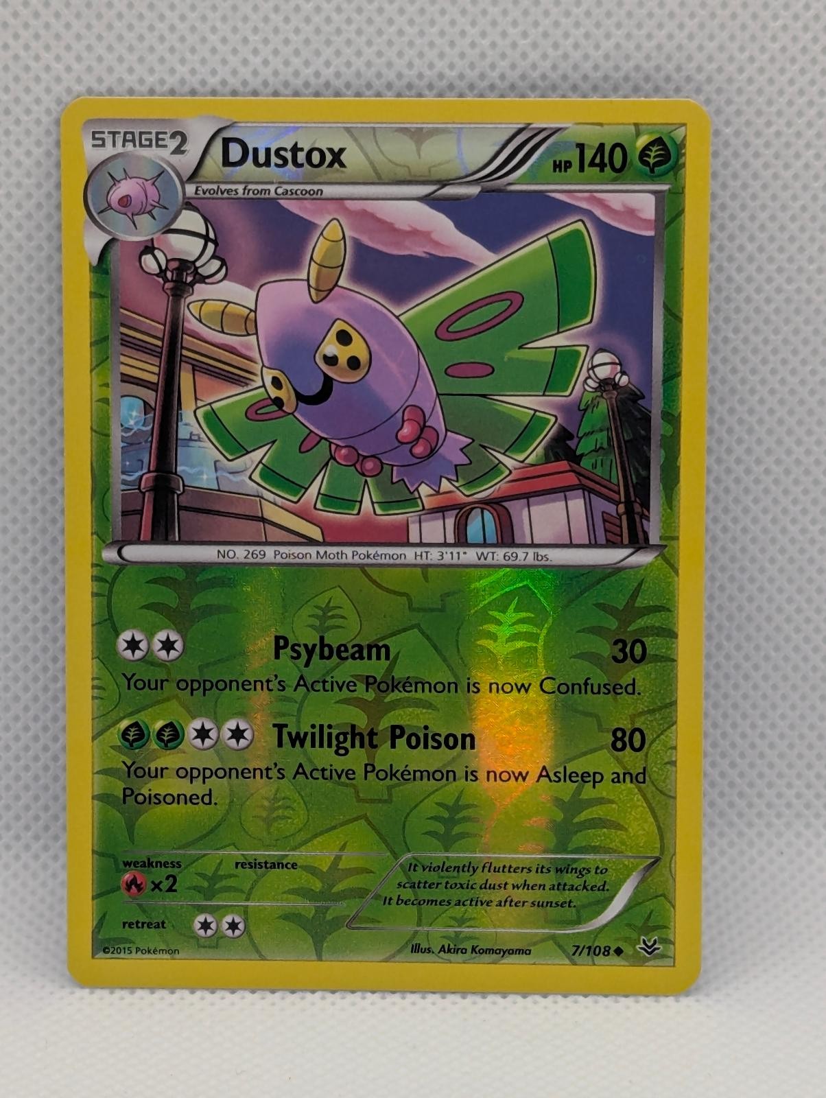 DUSTOX 7/108 UC ROARING SKIES POKEMON REVERSE HOLO NM/M DUSTOX