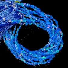 Sky Blue Ethiopian Opal Gemstone Uncut Smooth Beads 4X3 9X6 mm Strand 8" UGB-805