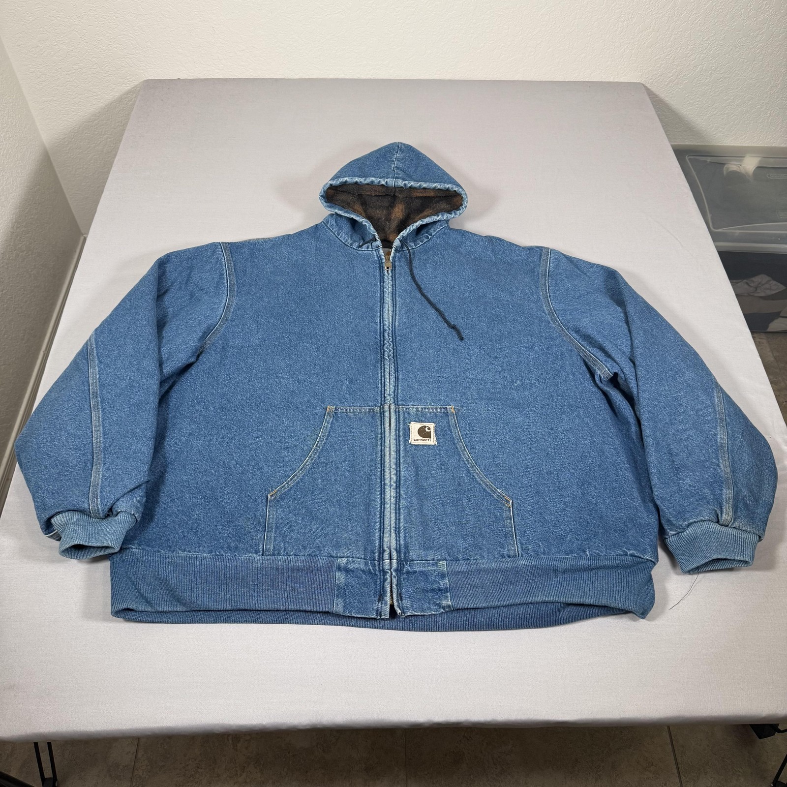 Vintage Carhartt Jacket Mens 4XL Blue Denim Blanket Lined Active Asap J139 DST