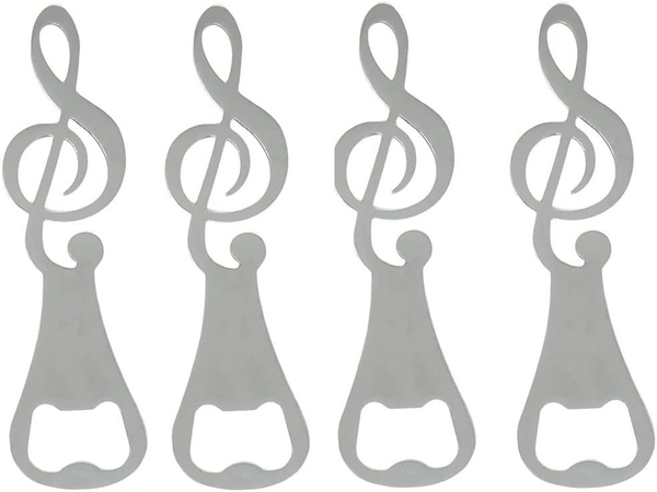 4 Er Edelstahl FlaschenöFfner Lustig Musiknote BieröFfner Kapselheber | 12.8X3.7-image