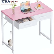 Compact Computer Desk W/ 2 Fabric Drawers Small Office Storage Solutions New
