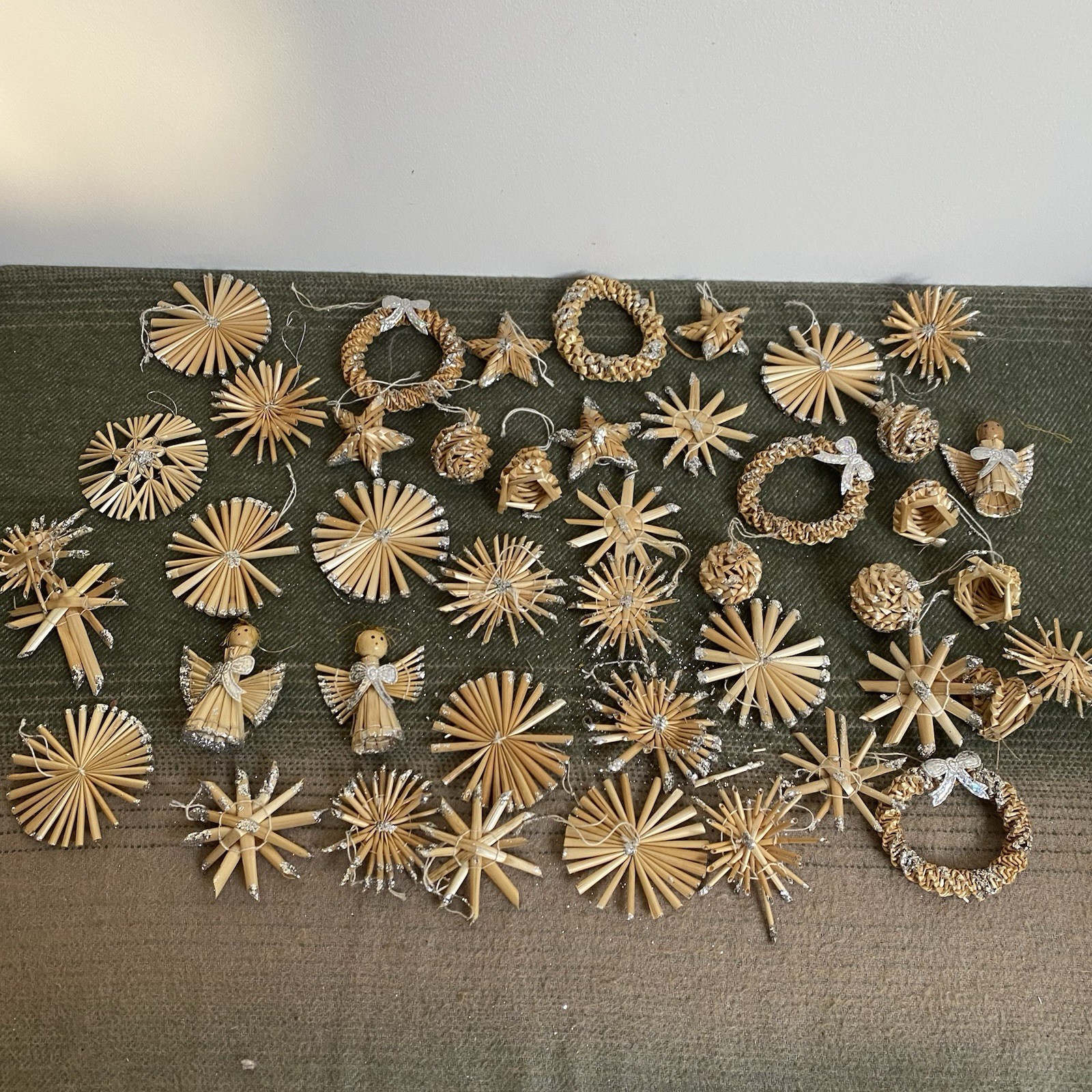 Nordisch Skandinavisch Handarbeit Strohschmuck Weihnachtsbaum / Kranz - über 40