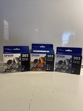 Genuine Epson 202 Black And Color Set CYM Ink Cartridges Exp: 2028