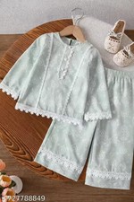 Cotton Blend Printed Kurti with Lace Work  Festive  Party Wear for Kids