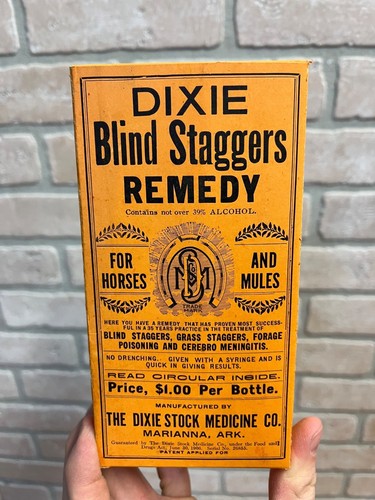 Vintage Dixie Stock Remedy Blind Staggers Medicine Box Advertising Marianna AR