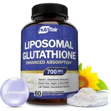 NutriFlair Liposomal Glutathione Setria 700mg-Pure Reduced Stable Active Form L
