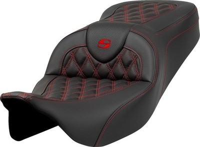 SADDLEMEN A808-07B-182RED Roadsofa Seat - Red Stitch - FLH/FLT '08-'23
