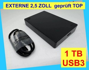Externe Festplatte 2,5 Zoll – 1 TB USB3 geprüft graues Gehäuse neu HDD USB