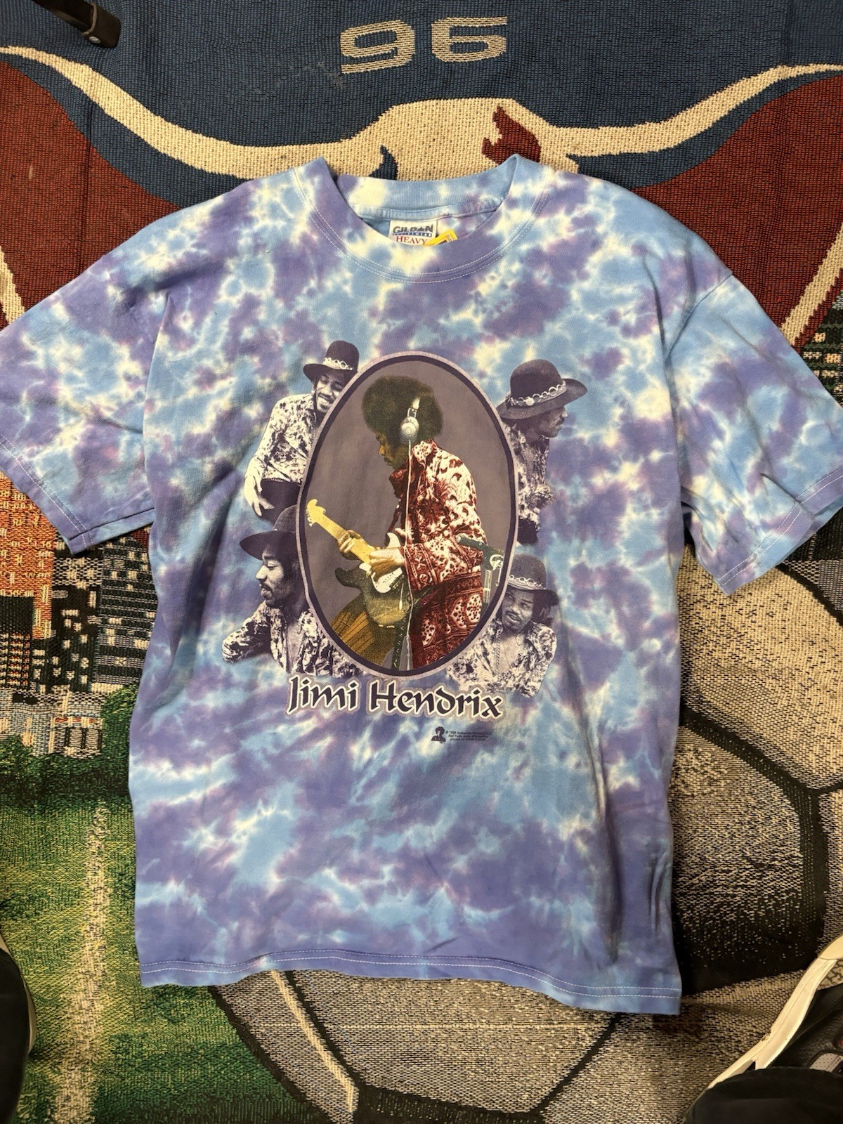 Vintage 90s Jimi Hendrix Tie Dye T-Shirt Single Stitch USA Made Sun XL Delta