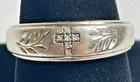 Sterling Silver 925 Diamond Cross Leaf Petal Design Size 10.5 Band 5.2 Grams — photo 1