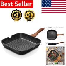Versatile 9.5 Inch Cast Aluminum Grill Pan - Dishwasher Safe & Detachable Handle