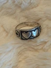 Vintage Beau Sterling Silver Double Heart Floral Ring Size 6