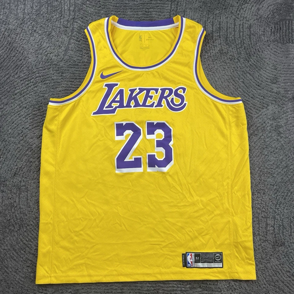 Camiseta Nike NBA Los Angeles Lakers #23 LeBron James Swingman para hombre 52 XL dorada Foto 2 de 4