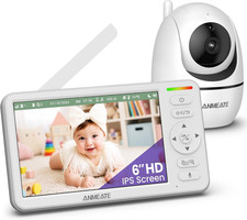 6" Video Baby Monitor with Camera and Audio No Wifi 48Hr Battery Life, Remote