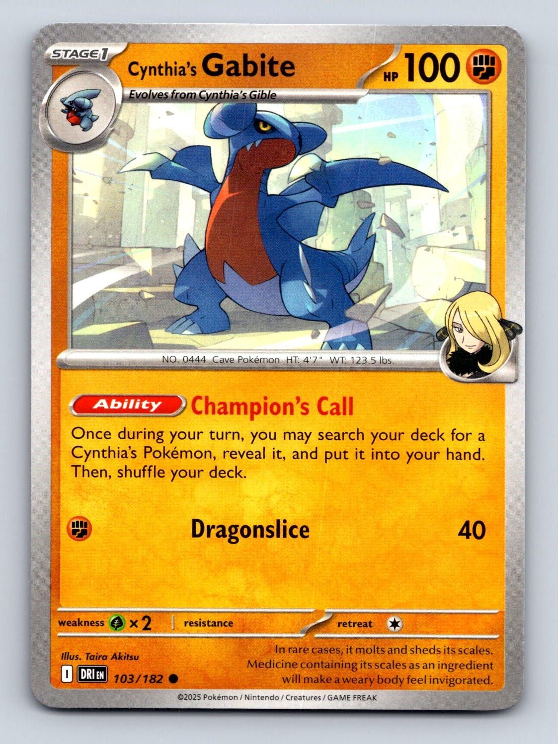 CYNTHIA'S GABITE 103/182 C DESTINED RIVALS POKEMON NM