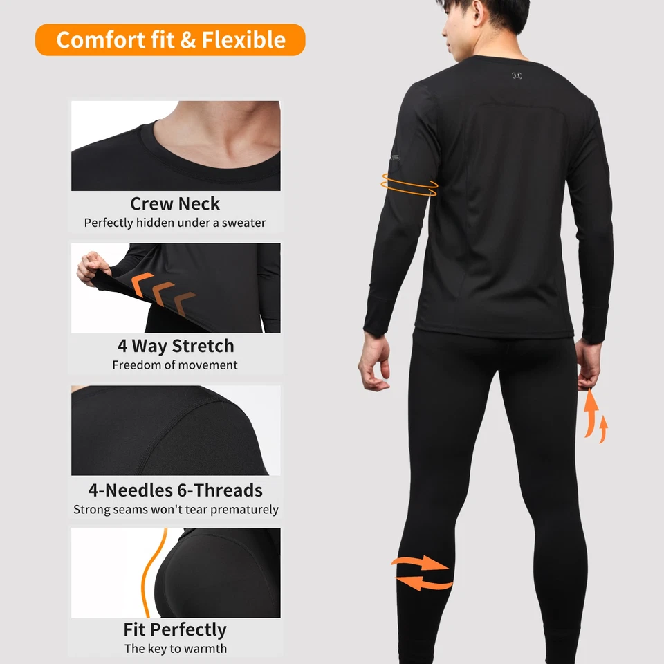 WOSAWE Cool-Feel Base Layer Suit Men's Quick-Dry High-Stretch Undershirt/Tights - Image 3 of 4
