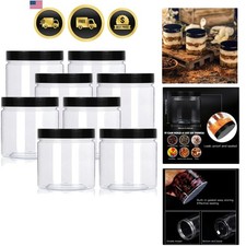 12oz Clear Plastic Storage Jars Containers,8 Pack Refillable Black Wide-Mouth...