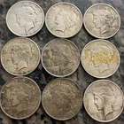 New ListingLot Of 9 Peace $1 US Silver Dollars