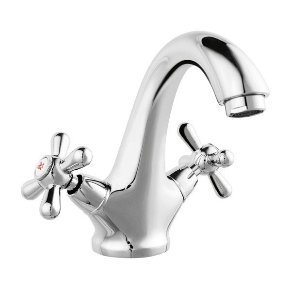 Zweigriff Waschtischarmatur Badarmatur Wasserhahn Waschbecken Mit Ablaufgarnitur-image