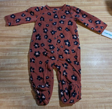 Carter's Baby Girl Size 6 Months 100 Polyester Fleece Brown Floral Pajamas