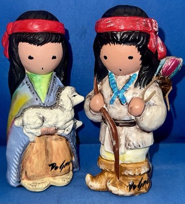 Vintage Goebel DeGrazia 4'',  Two Little Lambs  &  My First Arrow Figurines
