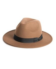 2XL/XL/L Felt Fedora Hats for Men Women,M/S Wide Brim Large Ribbon-coffee