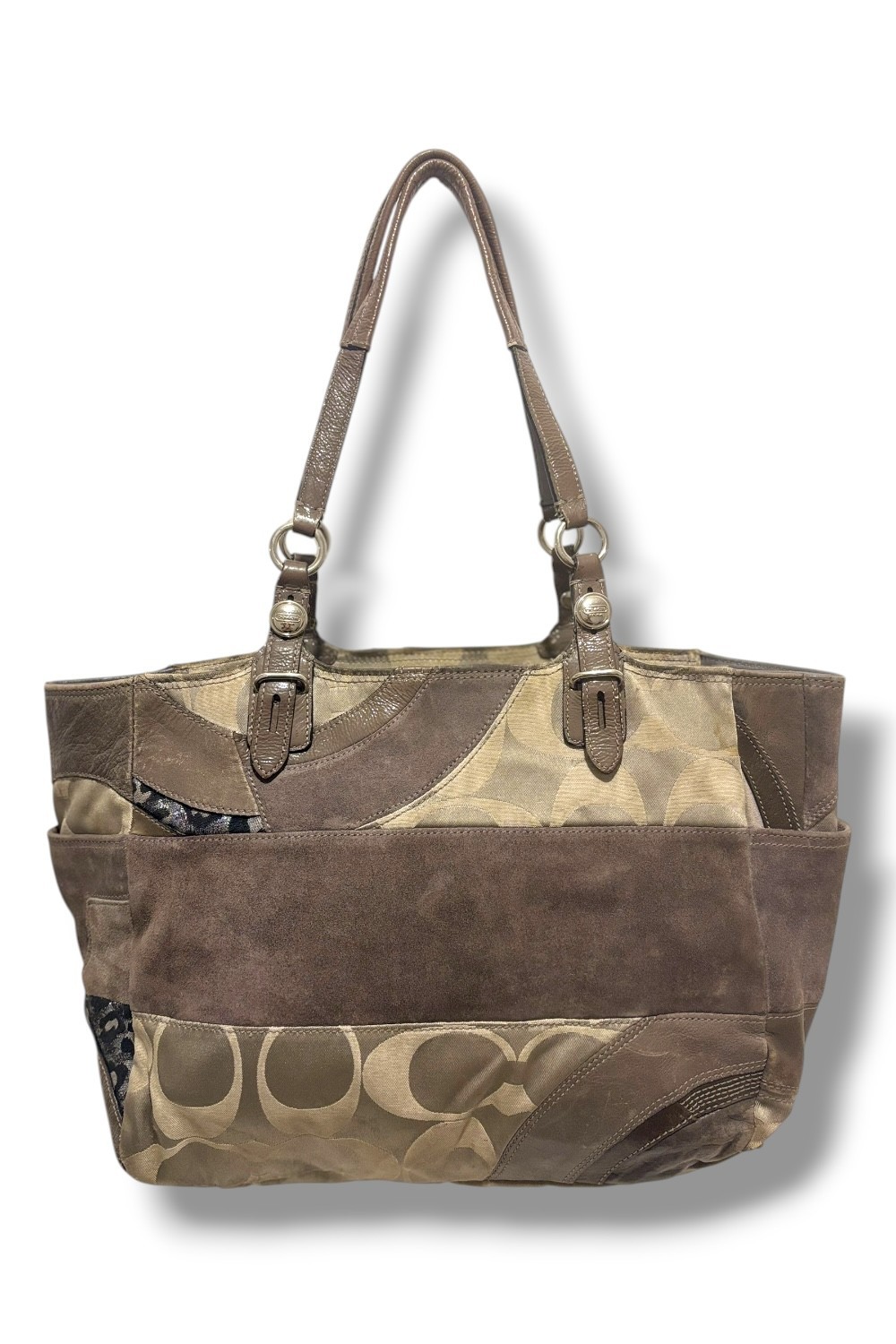 Coach Grey Patchwork Suede & Leather Leopard Prin… - image 6