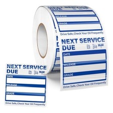 500 PCS Oil Change Stickers Vinyl 2 Inches Clear Next Service Due Reminder Blue