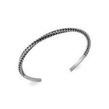 Offenes Steifes Armband Herren aus Edelstahl &ndash; Geflochtenes gedrehtes Motiv