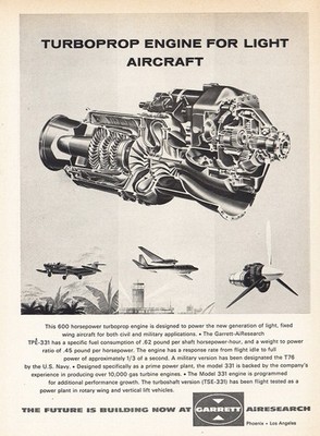 1964 Garrett Airesearch: Turboprop Engine for Light Aircraft Vintage ...