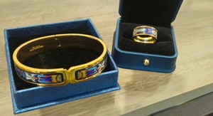 Authentic Frey Wille Vienna Egyptian Revival Bangle & Ring set 24kt Gold Plated
