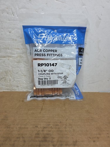 2 PACK Streamline RP10147 1 1/8" OD Coupling With Stop ACR Copper PRESS Fitting