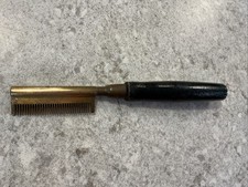 Antique Brass Hot Comb Hair/Beard Straightener with Wooden Handle