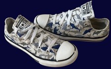 Converse All Star Shoes Sneakers Kids Boys Sz 2 Shark Fish Ocean r