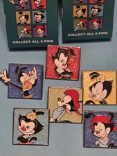 Warner Bros Animaniacs COMPLETE SET GLITTER Portrait Enamel Metal Pin Combo Set