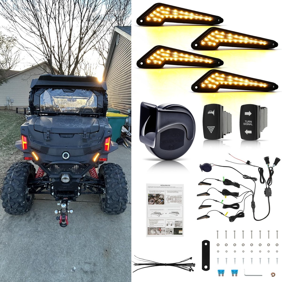 UTV Turn Signal Street Legal Kit w/ Horn Plug Play For CFMOTO