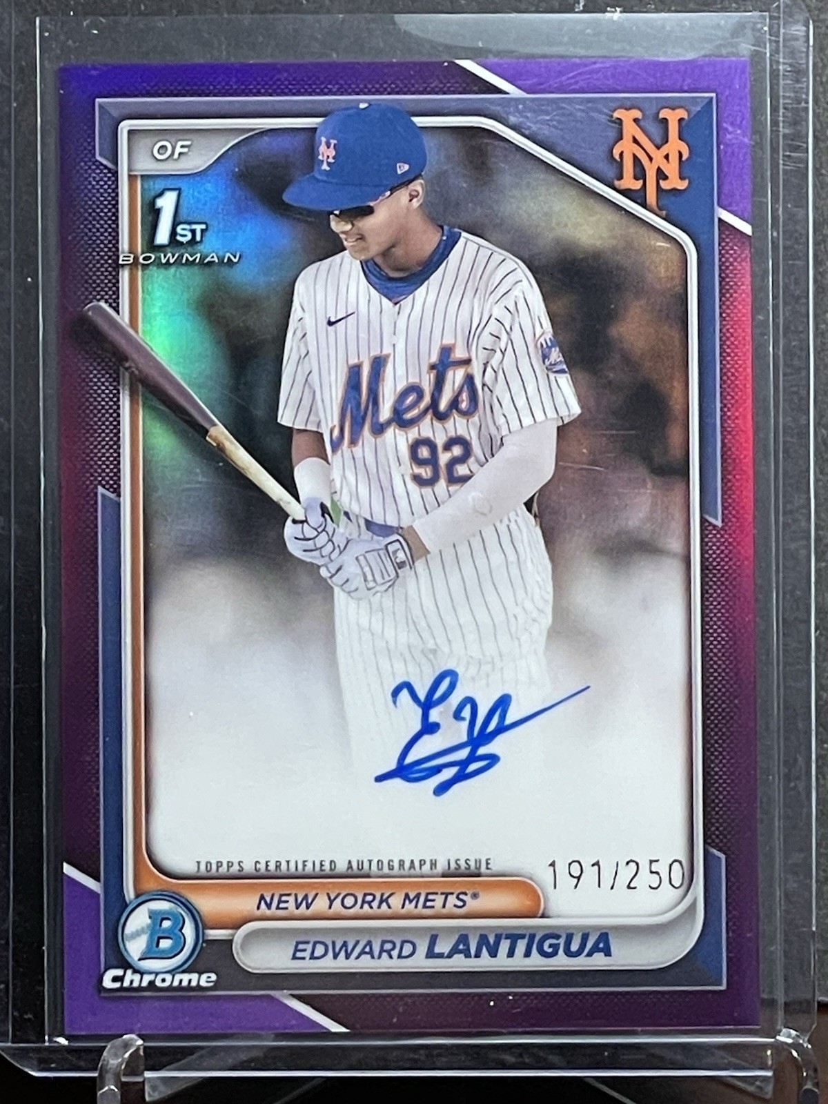 2024 Bowman Chrome #CPA-EL Edward Lantigua 1st Bowman Purple Refractor Auto /250